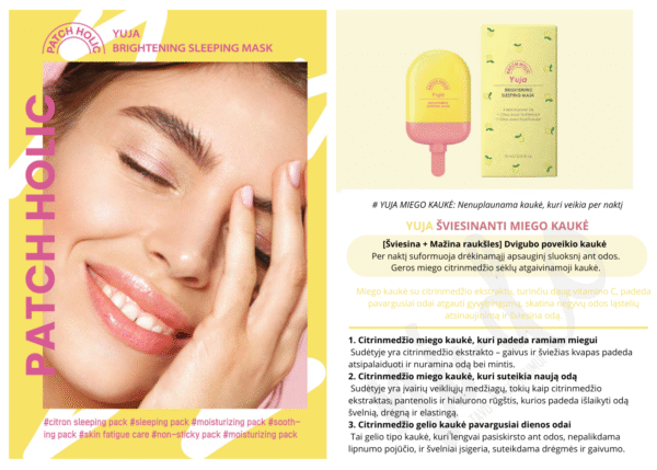 Šviesinanti naktinė kaukė PATCH HOLIC YUJA 70 ml - Image 2