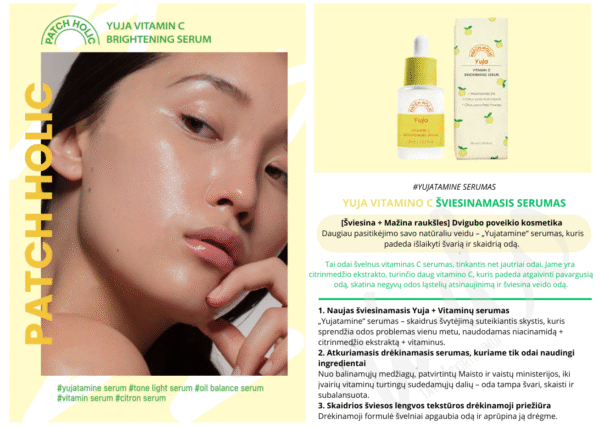 Šviesinamasis serumas su vitaminu C - PATCH HOLIC YUJA 30 ml - Image 2