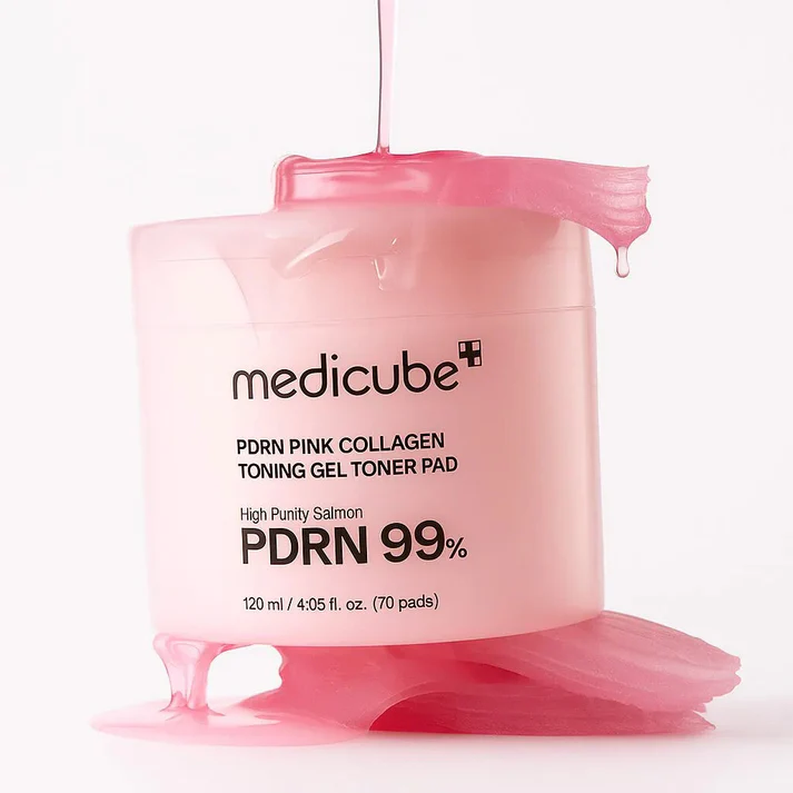 medicube - PDRN Pink Collagen Toning Gel Toner Pad - toniko padeliai 120 ml / 70 vnt - Image 2