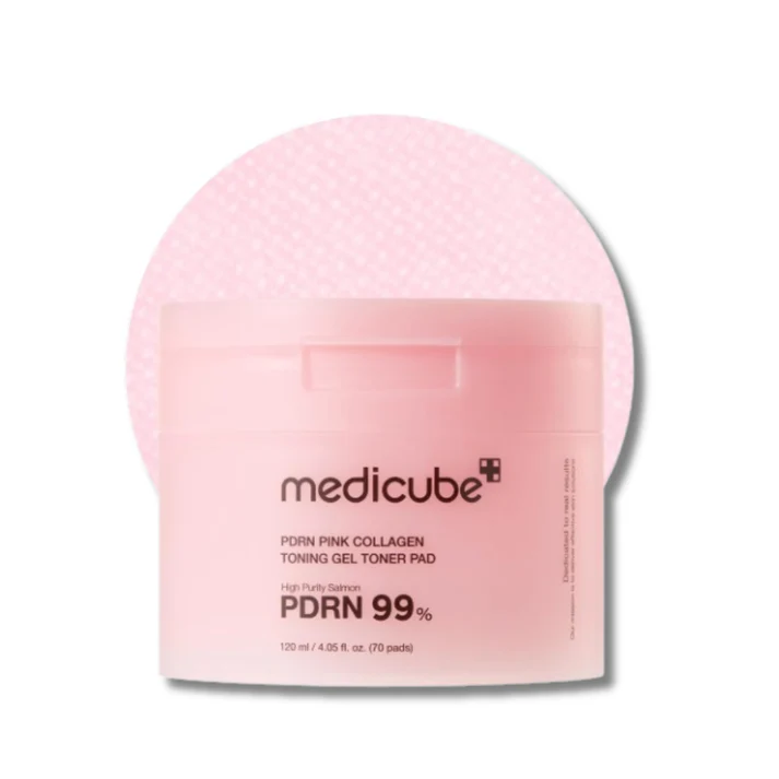 medicube - PDRN Pink Collagen Toning Gel Toner Pad - toniko padeliai 120 ml / 70 vnt