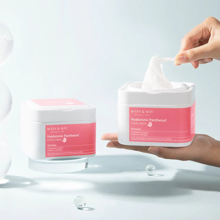 MARY&MAY Hyaluronic Panthenol Hydra Mask 30vnt lakštinės veido kaukės - Image 2
