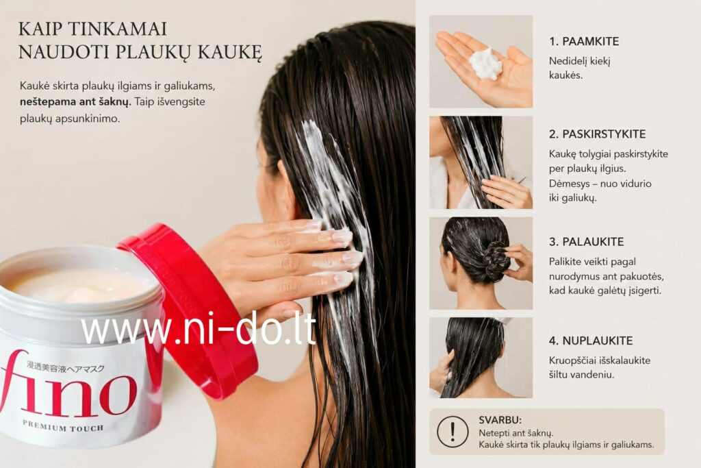 Kaip naudoti Fino Hair Mask