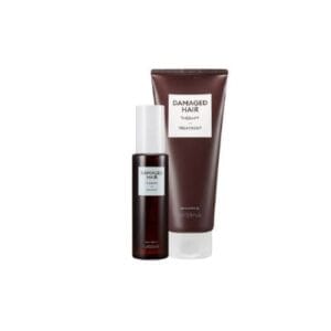 MISSHA Damaged Hair Therapy pažeistų plaukų priežiūros rinkinys – plaukų kaukė ir nenuplaunama dulksna 400 ml