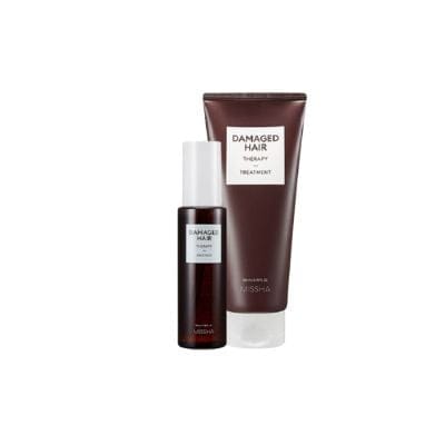 MISSHA Damaged Hair Therapy pažeistų plaukų priežiūros rinkinys – plaukų kaukė ir nenuplaunama dulksna 400 ml